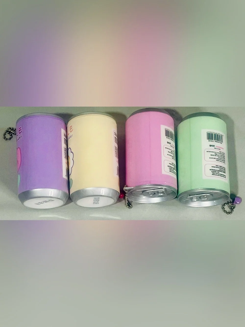 Smile Flower Keychain Can of Wipes- Pastel Purple, Cream, Pink, Green 4 Pack